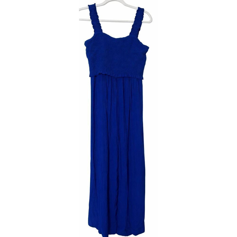 Seraphine womens size 8 ankle long cobalt blue romper jumpsuit wide leg